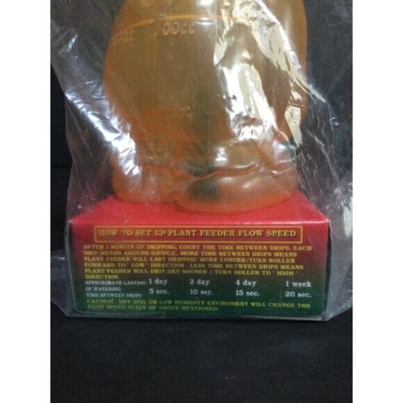 Vintage Automatic Plant Watering Feeder Orange Gummy Bear Plastic In Package - Picture 5 of 7